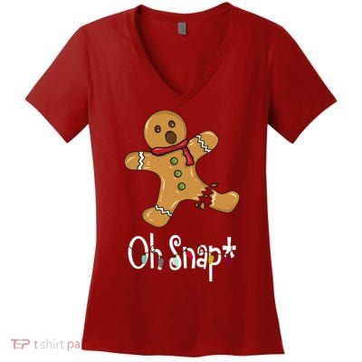 Oh Snap Funny Gingerbread Cookie Women's V-Neck T-Shirt