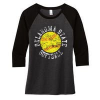 Oklahoma Softball Funny Women's Tri-Blend 3/4-Sleeve Raglan Shirt