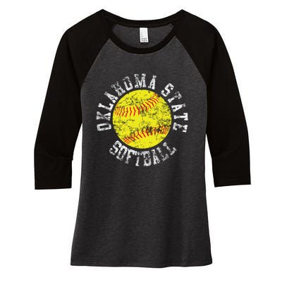 Oklahoma Softball Funny Women's Tri-Blend 3/4-Sleeve Raglan Shirt