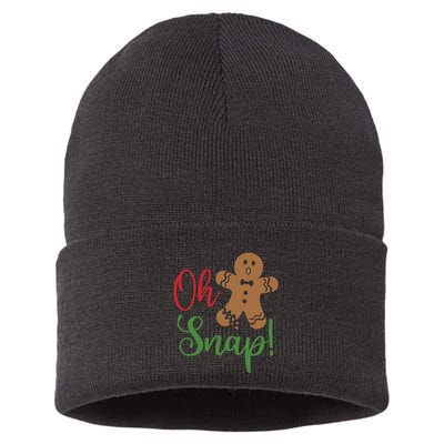 Oh Snap Funny Gingerbread Christmas Sustainable Knit Beanie