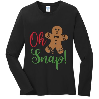 Oh Snap Funny Gingerbread Christmas Ladies Long Sleeve Shirt