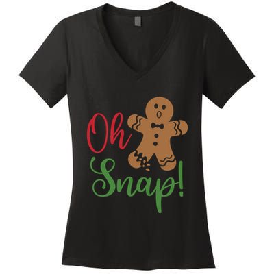 Oh Snap Funny Gingerbread Christmas Women's V-Neck T-Shirt