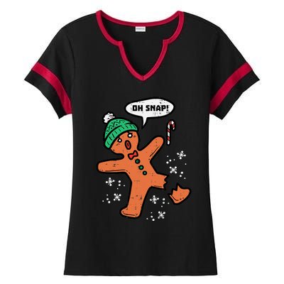 Oh Snap Funny Gingerbread Christmas Xmas Holiday Gift Idea Trending Ladies Halftime Notch Neck Tee