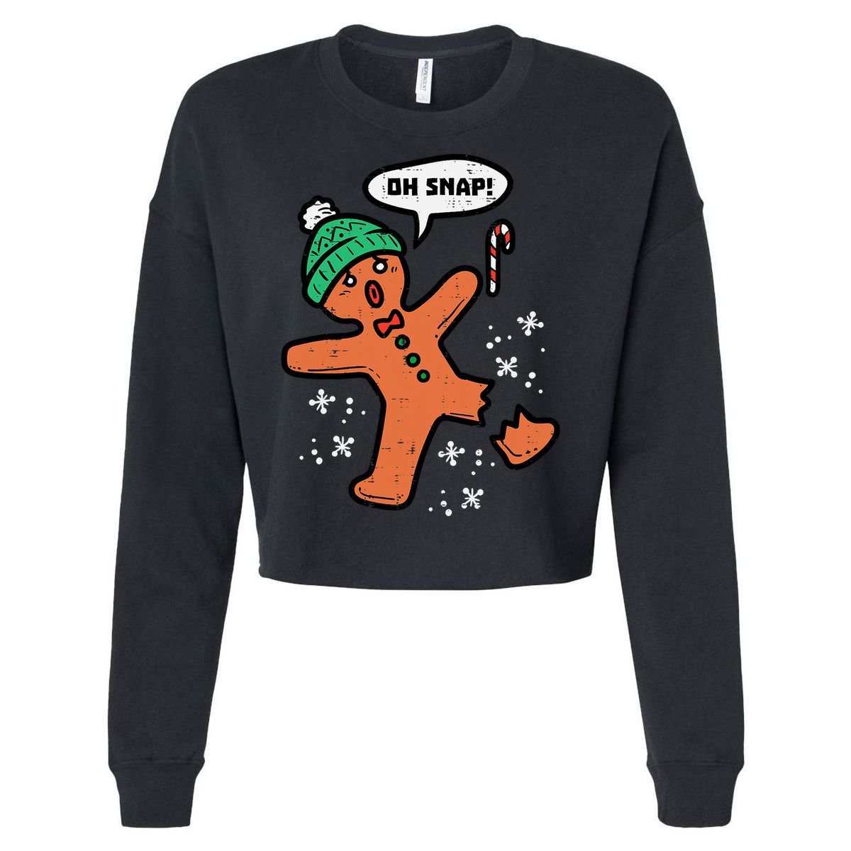 Oh Snap Funny Gingerbread Christmas Xmas Holiday Gift Idea Trending Cropped Pullover Crew