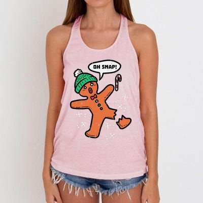 Oh Snap Funny Gingerbread Christmas Xmas Holiday Gift Idea Trending Women's Knotted Racerback Tank