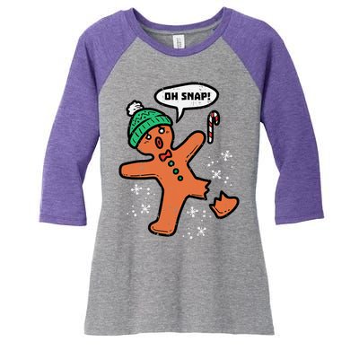 Oh Snap Funny Gingerbread Christmas Xmas Holiday Gift Idea Trending Women's Tri-Blend 3/4-Sleeve Raglan Shirt