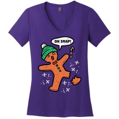 Oh Snap Funny Gingerbread Christmas Xmas Holiday Gift Idea Trending Women's V-Neck T-Shirt