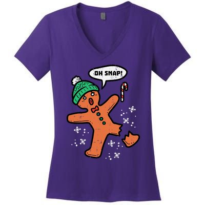 Oh Snap Funny Gingerbread Christmas Xmas Holiday Gift Idea Trending Women's V-Neck T-Shirt