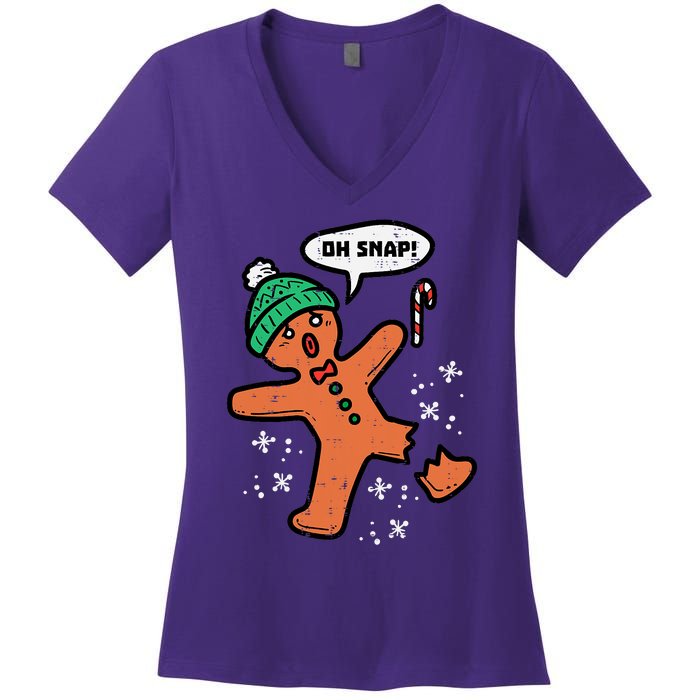 Oh Snap Funny Gingerbread Christmas Xmas Holiday Gift Idea Trending Women's V-Neck T-Shirt