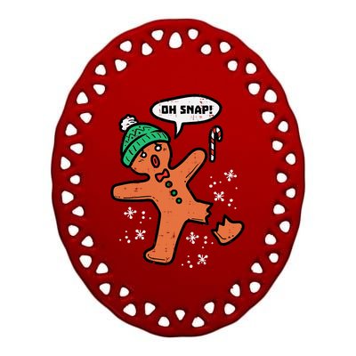 Oh Snap Funny Gingerbread Christmas Xmas Holiday Gift Idea Trending Ceramic Oval Ornament