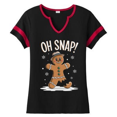 Oh Snap Funny Gingerbread Broken Cookie Holiday Christmas Ladies Halftime Notch Neck Tee