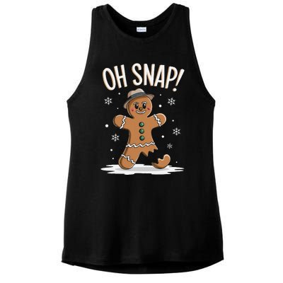 Oh Snap Funny Gingerbread Broken Cookie Holiday Christmas Ladies PosiCharge Tri-Blend Wicking Tank