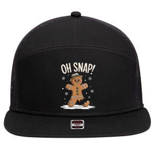 Oh Snap Funny Gingerbread Broken Cookie Holiday Christmas 7 Panel Mesh Trucker Snapback Hat