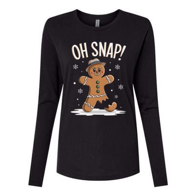 Oh Snap Funny Gingerbread Broken Cookie Holiday Christmas Womens Cotton Relaxed Long Sleeve T-Shirt