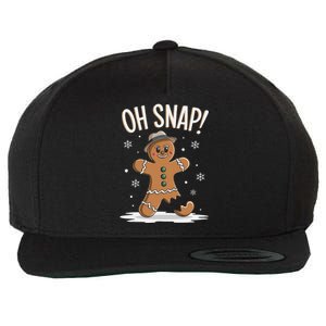 Oh Snap Funny Gingerbread Broken Cookie Holiday Christmas Wool Snapback Cap