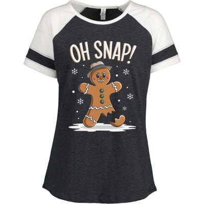 Oh Snap Funny Gingerbread Broken Cookie Holiday Christmas Enza Ladies Jersey Colorblock Tee