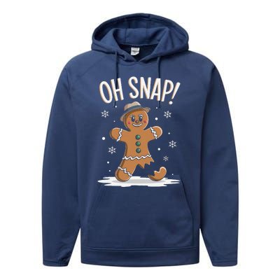 Oh Snap Funny Gingerbread Broken Cookie Holiday Christmas Performance Fleece Hoodie