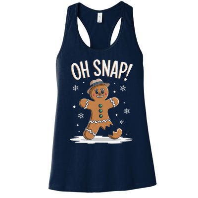 Oh Snap Funny Gingerbread Broken Cookie Holiday Christmas Women's Racerback Tank