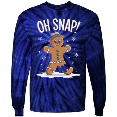 Oh Snap Funny Gingerbread Broken Cookie Holiday Christmas Tie-Dye Long Sleeve Shirt