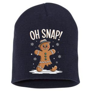 Oh Snap Funny Gingerbread Broken Cookie Holiday Christmas Short Acrylic Beanie