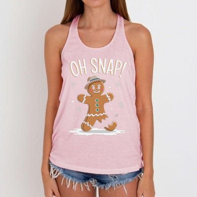 Oh Snap Funny Gingerbread Broken Cookie Holiday Christmas Women's Knotted Racerback Tank