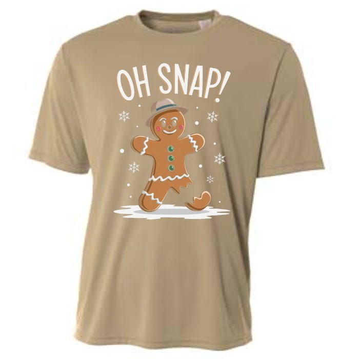 Oh Snap Funny Gingerbread Broken Cookie Holiday Christmas Cooling Performance Crew T-Shirt