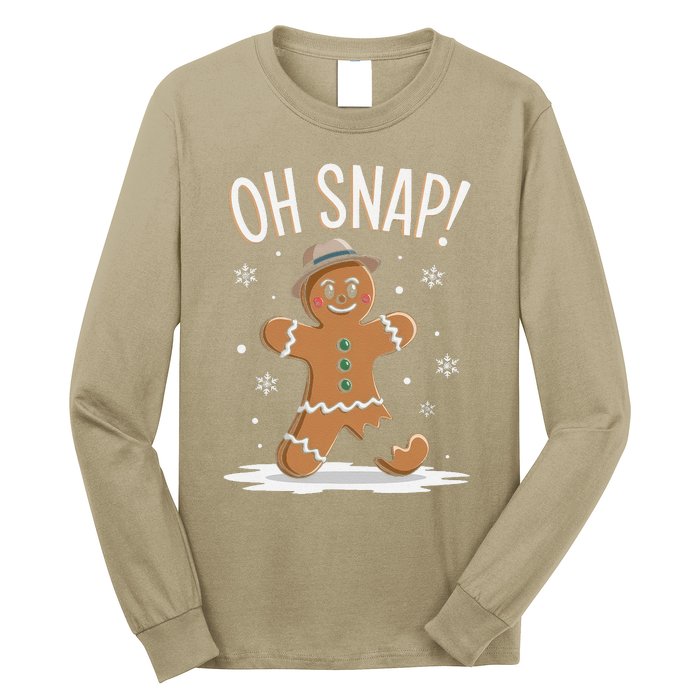 Oh Snap Funny Gingerbread Broken Cookie Holiday Christmas Long Sleeve Shirt