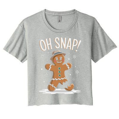 Oh Snap Funny Gingerbread Broken Cookie Holiday Christmas Women's Crop Top Tee