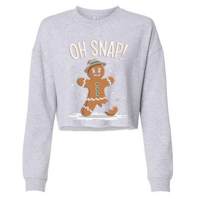 Oh Snap Funny Gingerbread Broken Cookie Holiday Christmas Cropped Pullover Crew