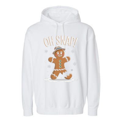 Oh Snap Funny Gingerbread Broken Cookie Holiday Christmas Garment-Dyed Fleece Hoodie