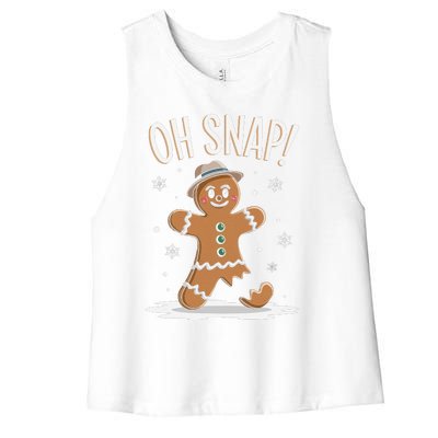 Oh Snap Funny Gingerbread Broken Cookie Holiday Christmas Women's Racerback Cropped Tank