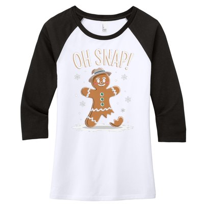 Oh Snap Funny Gingerbread Broken Cookie Holiday Christmas Women's Tri-Blend 3/4-Sleeve Raglan Shirt