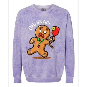 Oh Snap Funny Gingerbread Man Playing Pickleball Colorblast Crewneck Sweatshirt