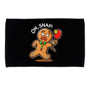 Oh Snap Funny Gingerbread Man Playing Pickleball Microfiber Hand Towel