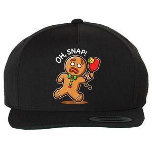 Oh Snap Funny Gingerbread Man Playing Pickleball Wool Snapback Cap