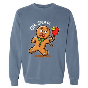 Oh Snap Funny Gingerbread Man Playing Pickleball Garment-Dyed Sweatshirt