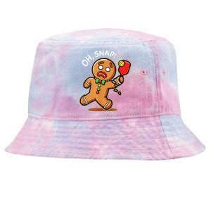 Oh Snap Funny Gingerbread Man Playing Pickleball Tie-Dyed Bucket Hat