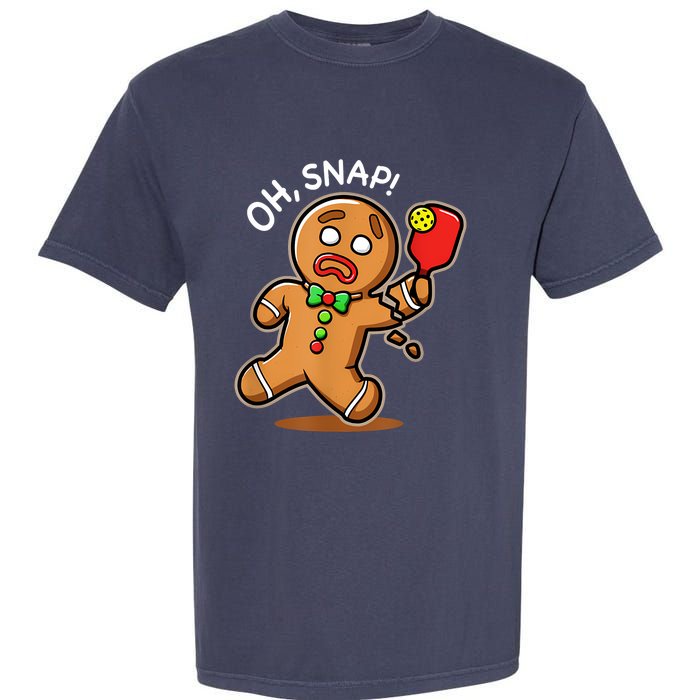 Oh Snap Funny Gingerbread Man Playing Pickleball Garment-Dyed Heavyweight T-Shirt