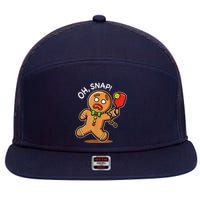 Oh Snap Funny Gingerbread Man Playing Pickleball 7 Panel Mesh Trucker Snapback Hat