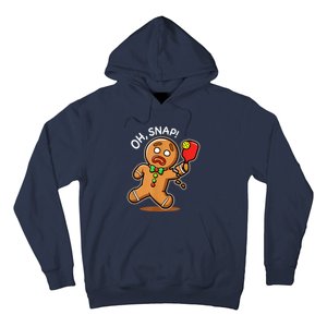 Oh Snap Funny Gingerbread Man Playing Pickleball Hoodie