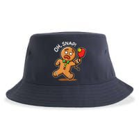 Oh Snap Funny Gingerbread Man Playing Pickleball Sustainable Bucket Hat