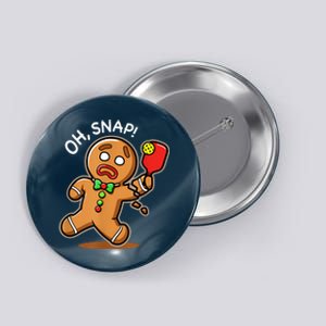 Oh Snap Funny Gingerbread Man Playing Pickleball Button