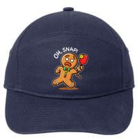 Oh Snap Funny Gingerbread Man Playing Pickleball 7-Panel Snapback Hat