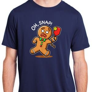 Oh Snap Funny Gingerbread Man Playing Pickleball Adult ChromaSoft Performance T-Shirt