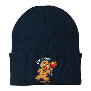 Oh Snap Funny Gingerbread Man Playing Pickleball Knit Cap Winter Beanie