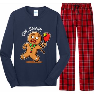 Oh Snap Funny Gingerbread Man Playing Pickleball Long Sleeve Pajama Set