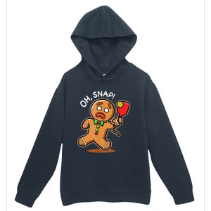 Oh Snap Funny Gingerbread Man Playing Pickleball Urban Pullover Hoodie