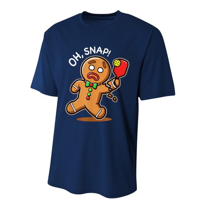 Oh Snap Funny Gingerbread Man Playing Pickleball Performance Sprint T-Shirt