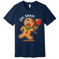 Oh Snap Funny Gingerbread Man Playing Pickleball Premium T-Shirt