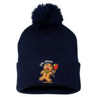 Oh Snap Funny Gingerbread Man Playing Pickleball Pom Pom 12in Knit Beanie